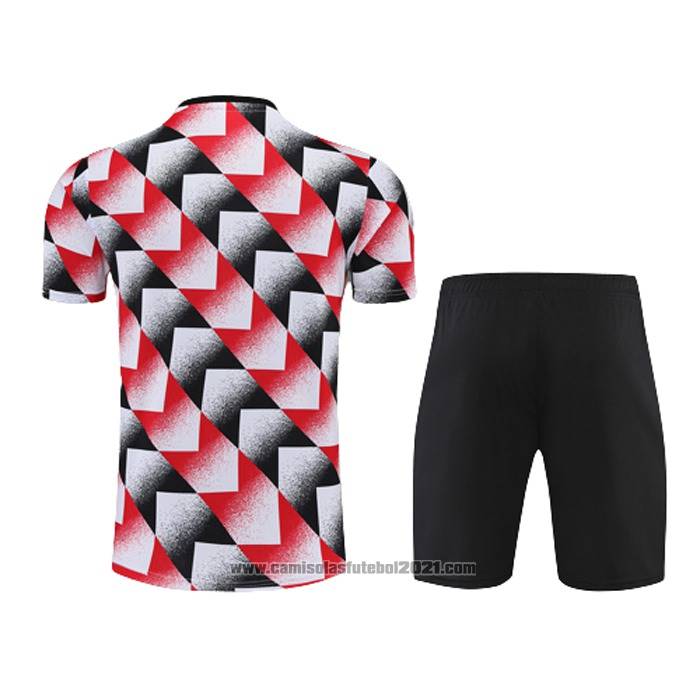 Fato de Treino Manchester United Manga Curta 2022-2023 Preto Y Vermelho - Calcas Curta